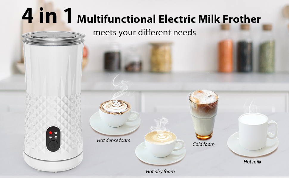 Electric Milk Frother Steamer Automatic Hot&Cold Foam Quick Maker Coffee Machine