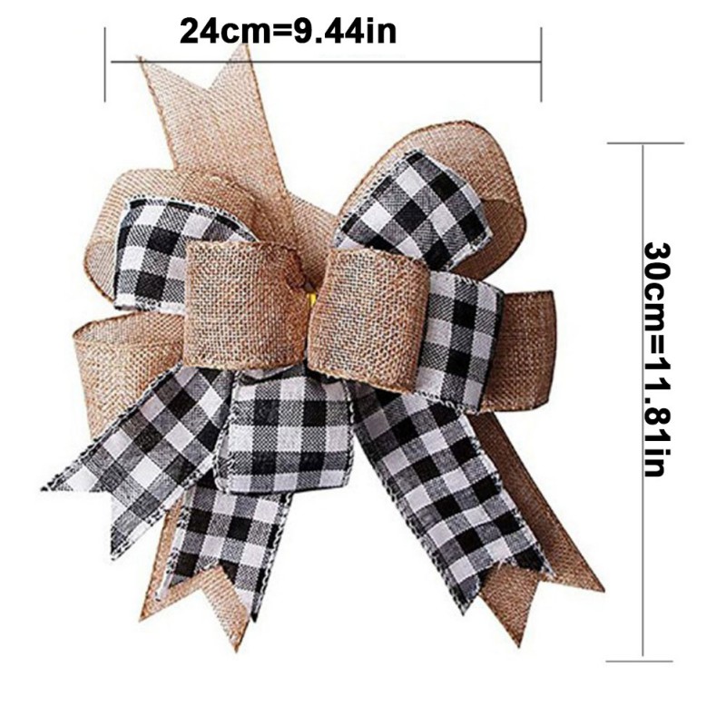 Description Picture 6 of itemChristmas Ribbon Bow Red and Black Plaid Bowknot Christmas Tree Decoration Handmade Christmas Gift Wrapping Ornament