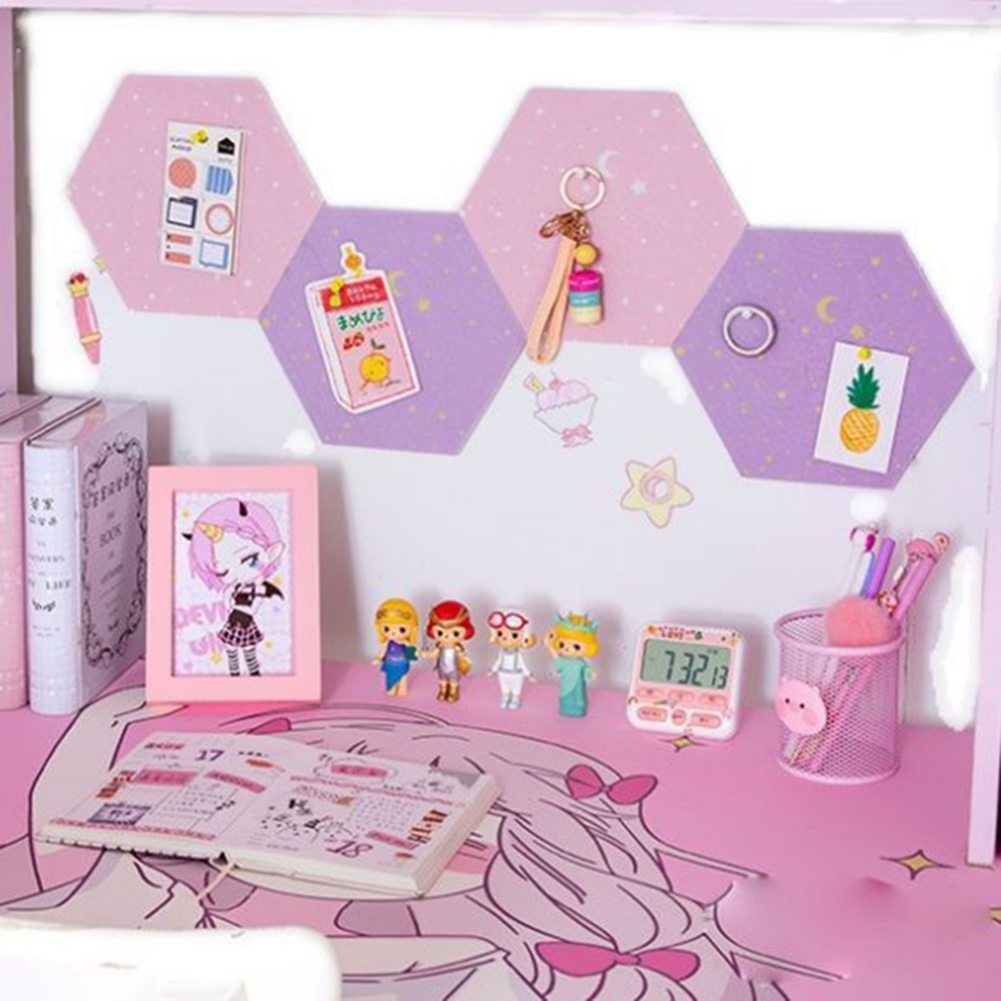 Description Picture 4 of item1PC Felt Board DIY Hexagonal Cork Stickers Board Notice Message Room Wall Decor Kids Bedroom Photos Cork Board Display