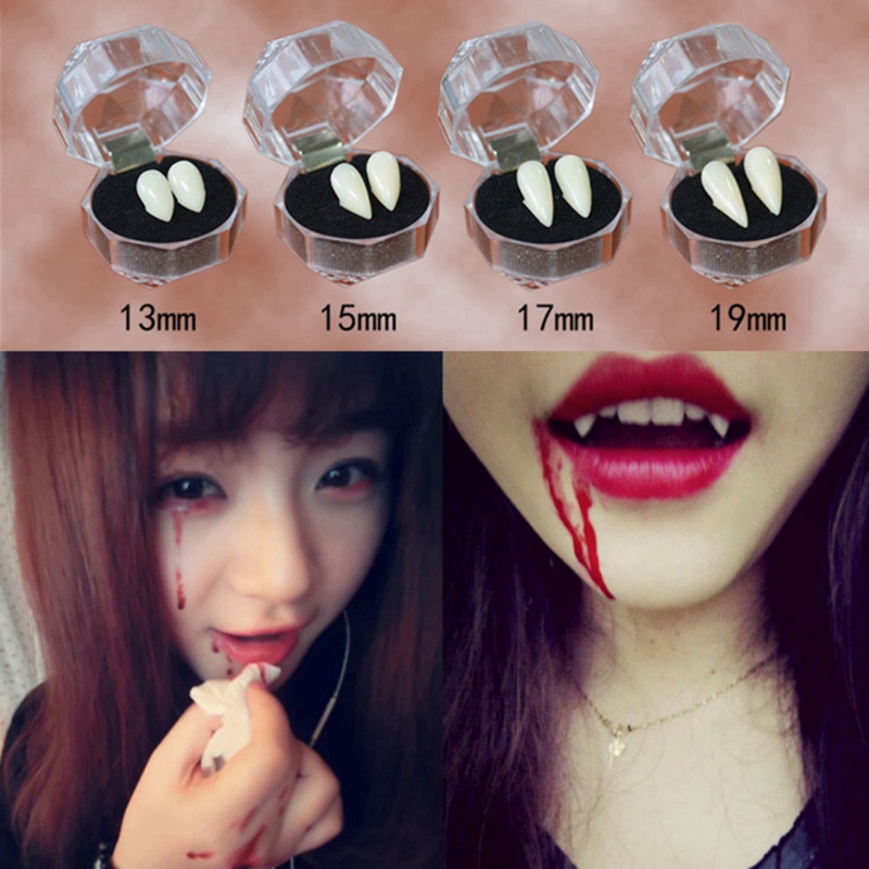 Set Denti Di Vampiro Halloween - 3 Paia Di Zanne Finte Realistiche (13mm, 15mm, 17mm) Con Adesivo Solido, Per Costumi E Cosplay